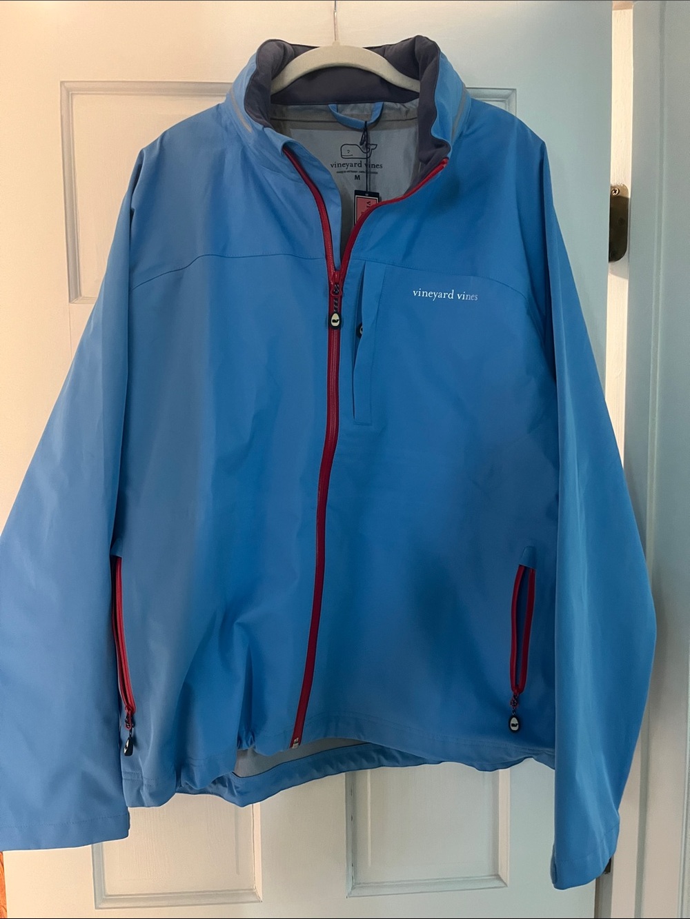 Vineyard Vines Sky Blue Jacket with Red Trim